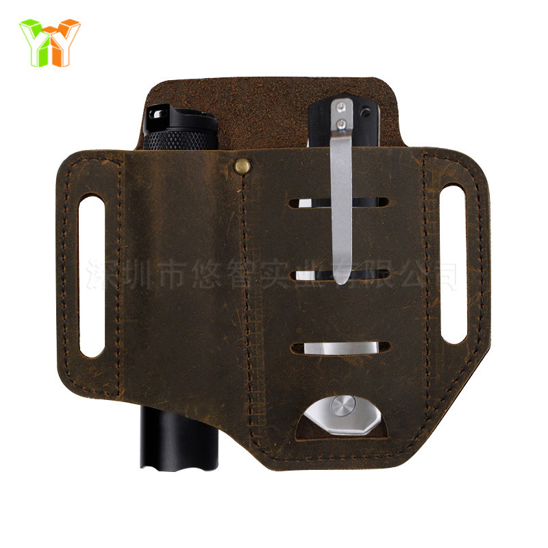 Stock Cowhide EDC Tactical Tool Leather Sheath Outdoor Survival Flashlight Pen Storage Waist Bag SelfDefense Waist Bag Stock Cowhide EDC Tactical Tool Leather Sheath Outdoor Survival Flashlight Pen Storage Waist Bag SelfDefense Waist Bag