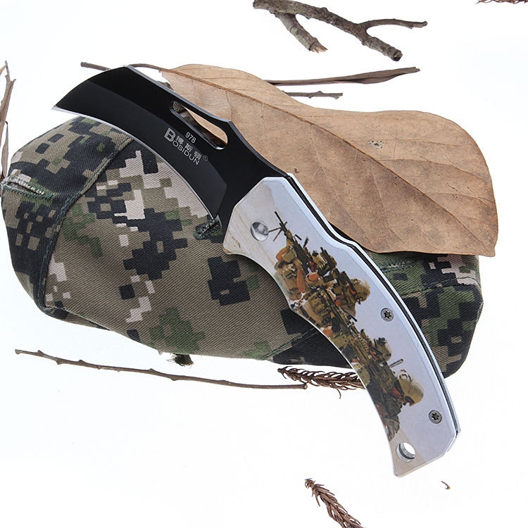 Outdoor Folding Knife Camping Survival Claw Knife Lockless Practical SST Fruit Knife Spot 978