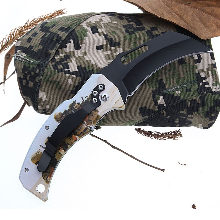 Outdoor Folding Knife Camping Survival Claw Knife Lockless Practical SST Fruit Knife Spot 978