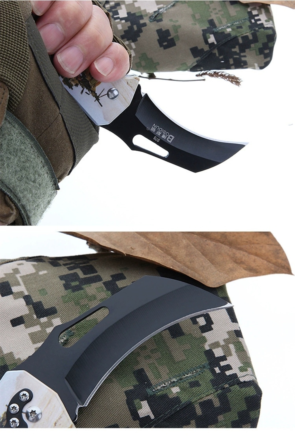 Outdoor Folding Knife Camping Survival Claw Knife Lockless Practical SST Fruit Knife Spot 978