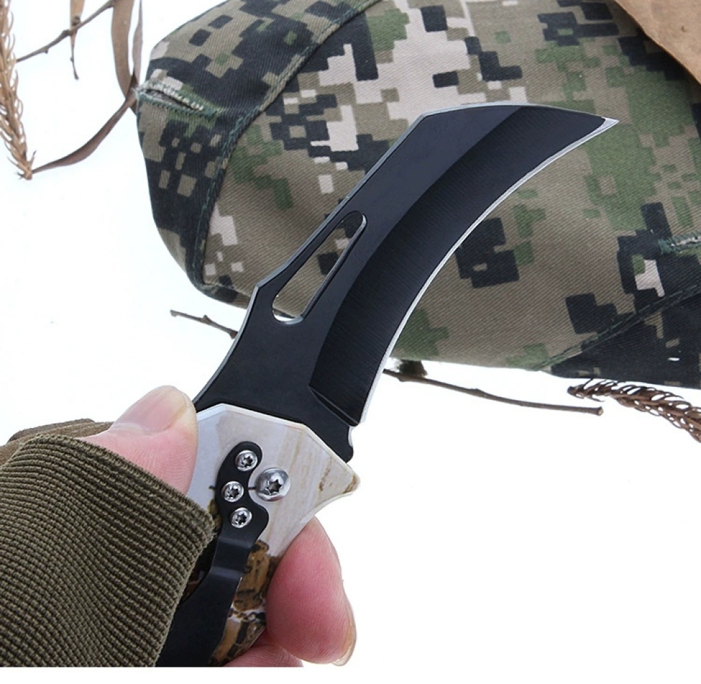 Outdoor Folding Knife Camping Survival Claw Knife Lockless Practical SST Fruit Knife Spot 978