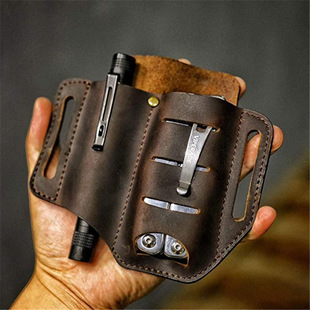Retro Leather EDC Tactical Tool Storage Leather Case Waist Hanging Outdoor Survival Kit One Piece Dropshipping