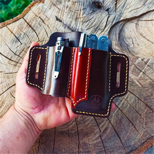 Retro Leather EDC Tactical Tool Storage Leather Case Waist Hanging Outdoor Survival Kit One Piece Dropshipping