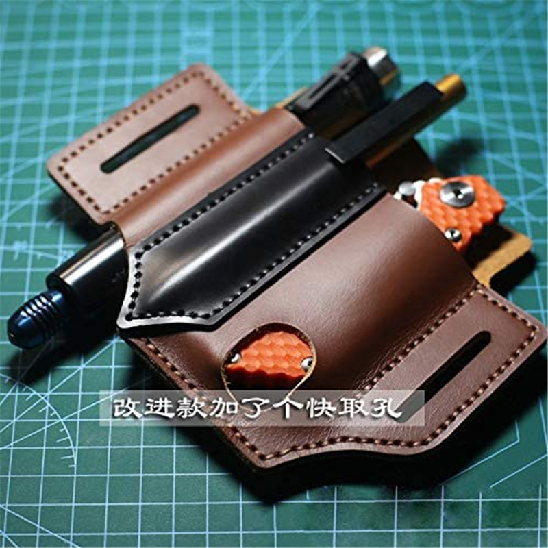 Retro Leather EDC Tactical Tool Storage Leather Case Waist Hanging Outdoor Survival Kit One Piece Dropshipping