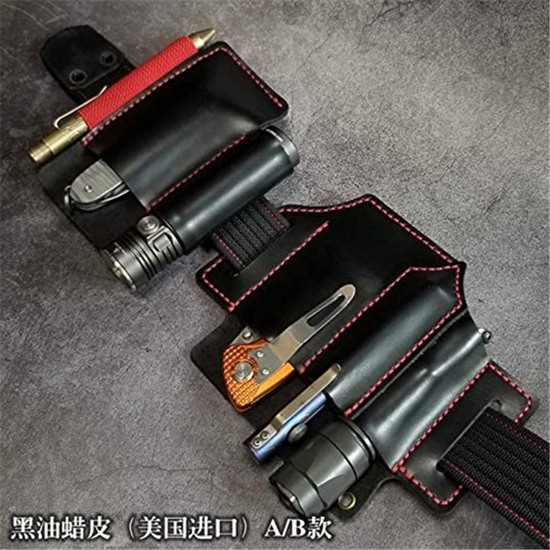 Retro Leather EDC Tactical Tool Storage Leather Case Waist Hanging Outdoor Survival Kit One Piece Dropshipping
