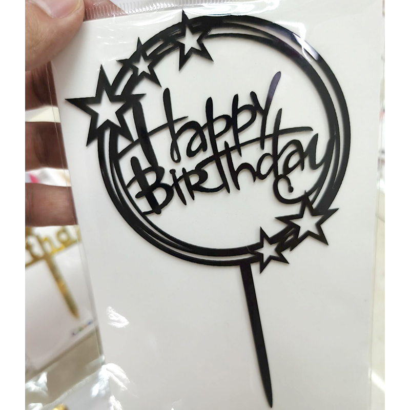 Love Five-Pointed Star Happy Birthday Party Decoration Happy Birthday Acrylic Cake Insertion