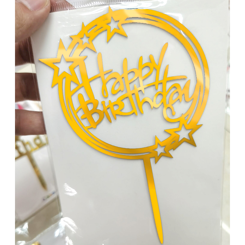 Love Five-Pointed Star Happy Birthday Party Decoration Happy Birthday Acrylic Cake Insertion