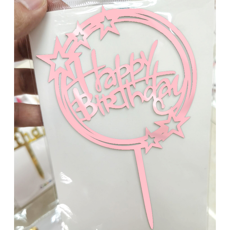 Love Five-Pointed Star Happy Birthday Party Decoration Happy Birthday Acrylic Cake Insertion