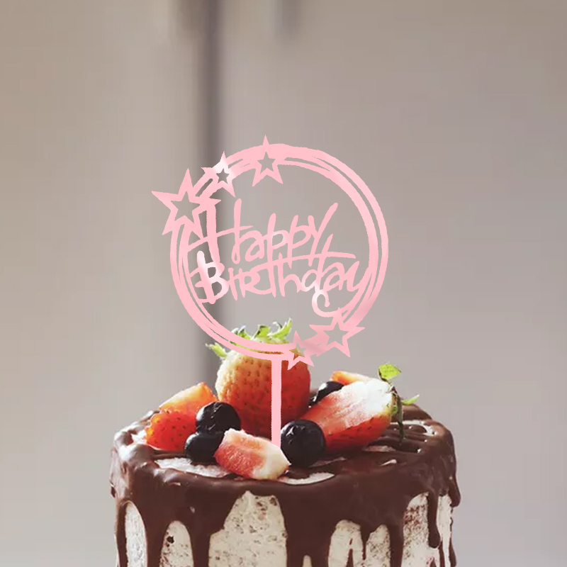 Love Five-Pointed Star Happy Birthday Party Decoration Happy Birthday Acrylic Cake Insertion Love Five-Pointed Star Happy Birthday Party Decoration Happy Birthday Acrylic Cake Insertion