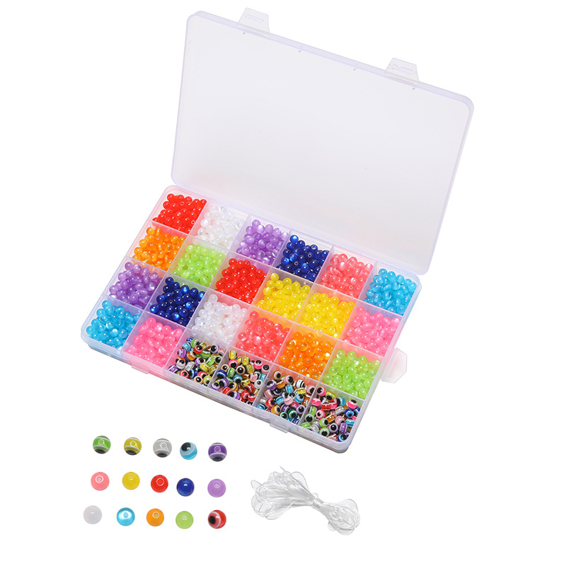 Cross-Border Hot Selling DIY Handmade Beaded Boxed 8mm Acrylic Beads Plastic Beads Resin Beads Bracelet Necklace Accessories