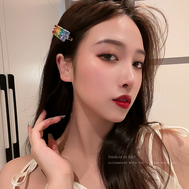 Japanese Sweet Girlfriends Colorful Acrylic Bear Barrettes Fashion Personality Trendy Student Temperamental Duckbilled Hair Accessories Women