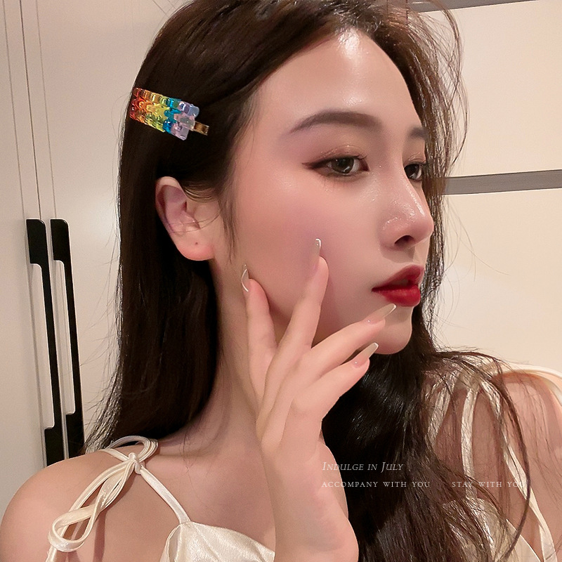 Japanese Sweet Girlfriends Colorful Acrylic Bear Barrettes Fashion Personality Trendy Student Temperamental Duckbilled Hair Accessories Women
