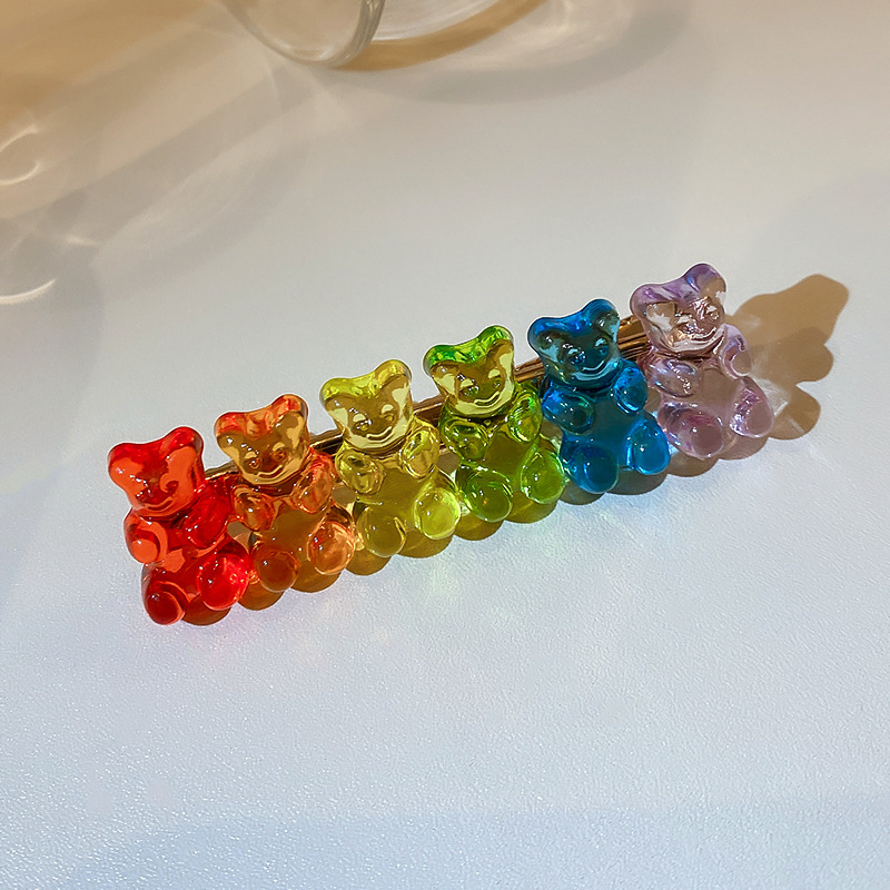 Japanese Sweet Girlfriends Colorful Acrylic Bear Barrettes Fashion Personality Trendy Student Temperamental Duckbilled Hair Accessories Women Japanese Sweet Girlfriends Colorful Acrylic Bear Barrettes Fashion Personality Trendy Student Temperamental Duckbilled Hair Accessories Women
