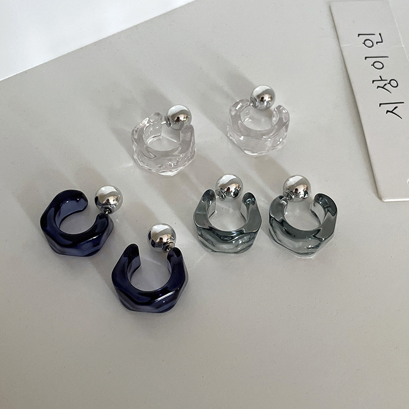 925 Silver Needle European and American Personalized Vintage Earrings Female Irregular Acrylic Widened C- Shaped Ear Ring Fashion Minimalism Earrings 925 Silver Needle European and American Personalized Vintage Earrings Female Irregular Acrylic Widened C- Shaped Ear Ring Fashion Minimalism Earrings