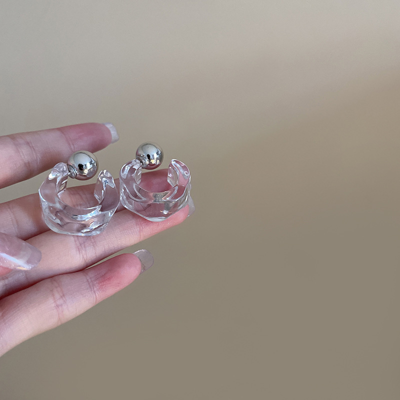 925 Silver Needle European and American Personalized Vintage Earrings Female Irregular Acrylic Widened C- Shaped Ear Ring Fashion Minimalism Earrings 925 Silver Needle European and American Personalized Vintage Earrings Female Irregular Acrylic Widened C- Shaped Ear Ring Fashion Minimalism Earrings