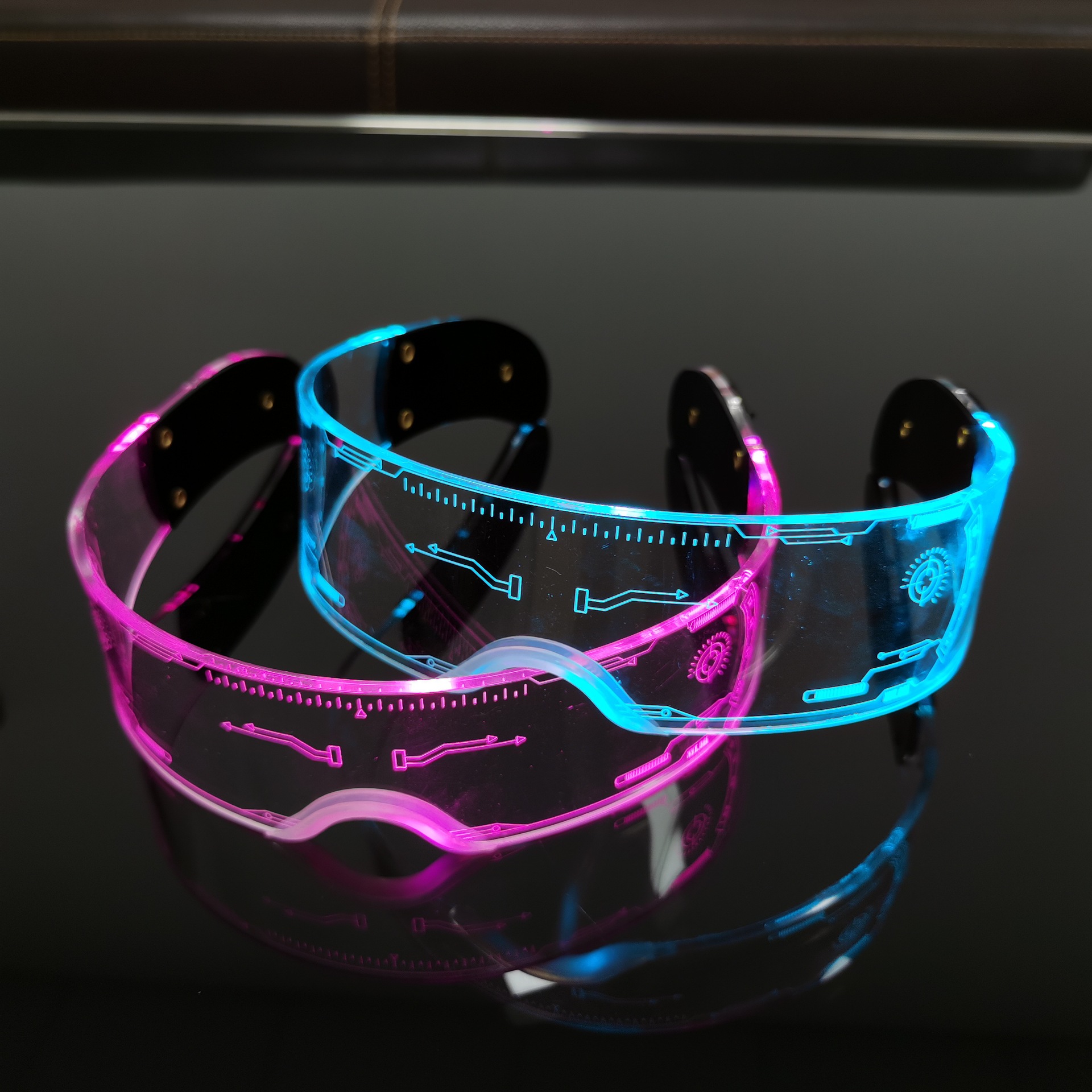 Cross-Border Acrylic LED Goggles Cool Colorful Flash Ball Bar Disco Dancing Atmosphere Transparent