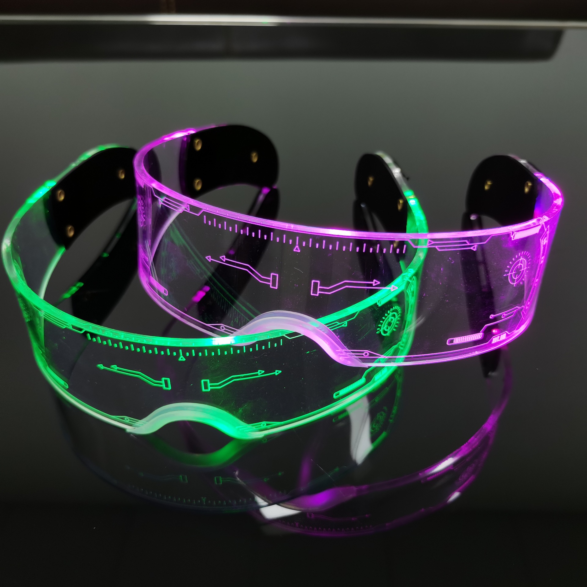 Cross-Border Acrylic LED Goggles Cool Colorful Flash Ball Bar Disco Dancing Atmosphere Transparent