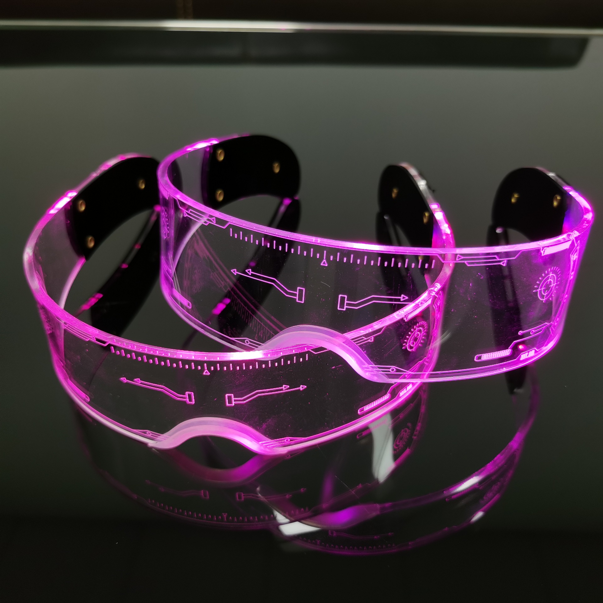Cross-Border Acrylic LED Goggles Cool Colorful Flash Ball Bar Disco Dancing Atmosphere Transparent