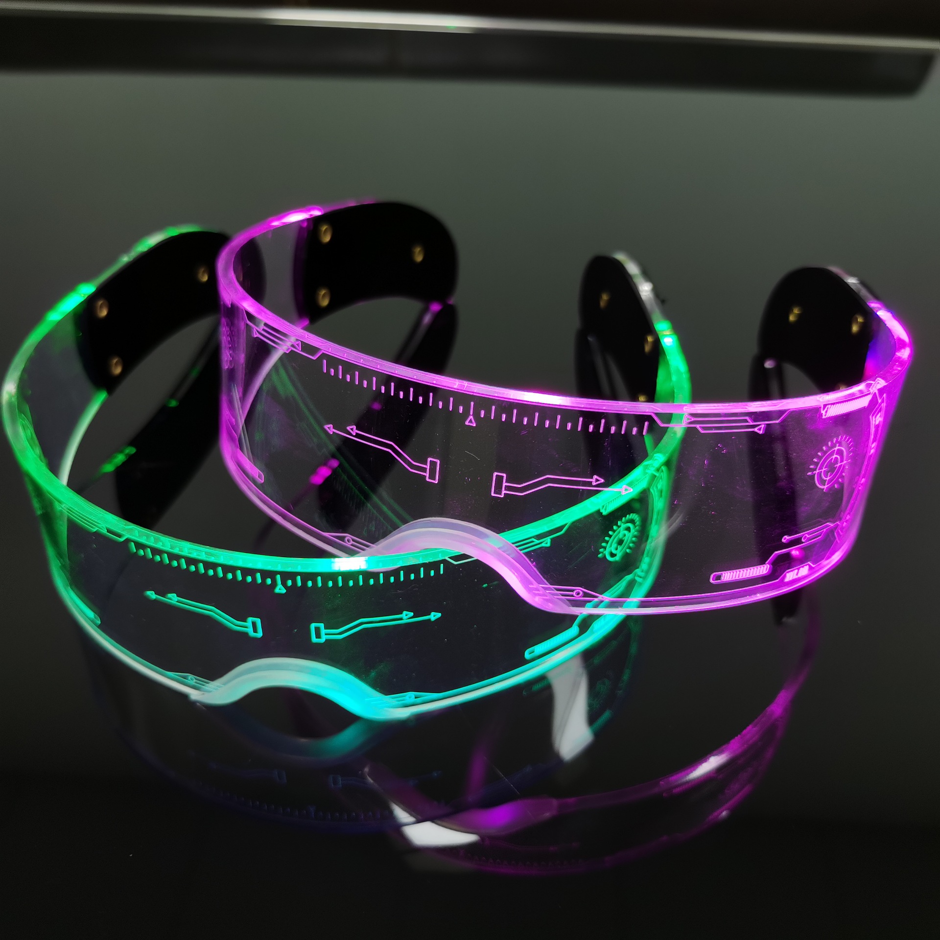 Cross-Border Acrylic LED Goggles Cool Colorful Flash Ball Bar Disco Dancing Atmosphere Transparent