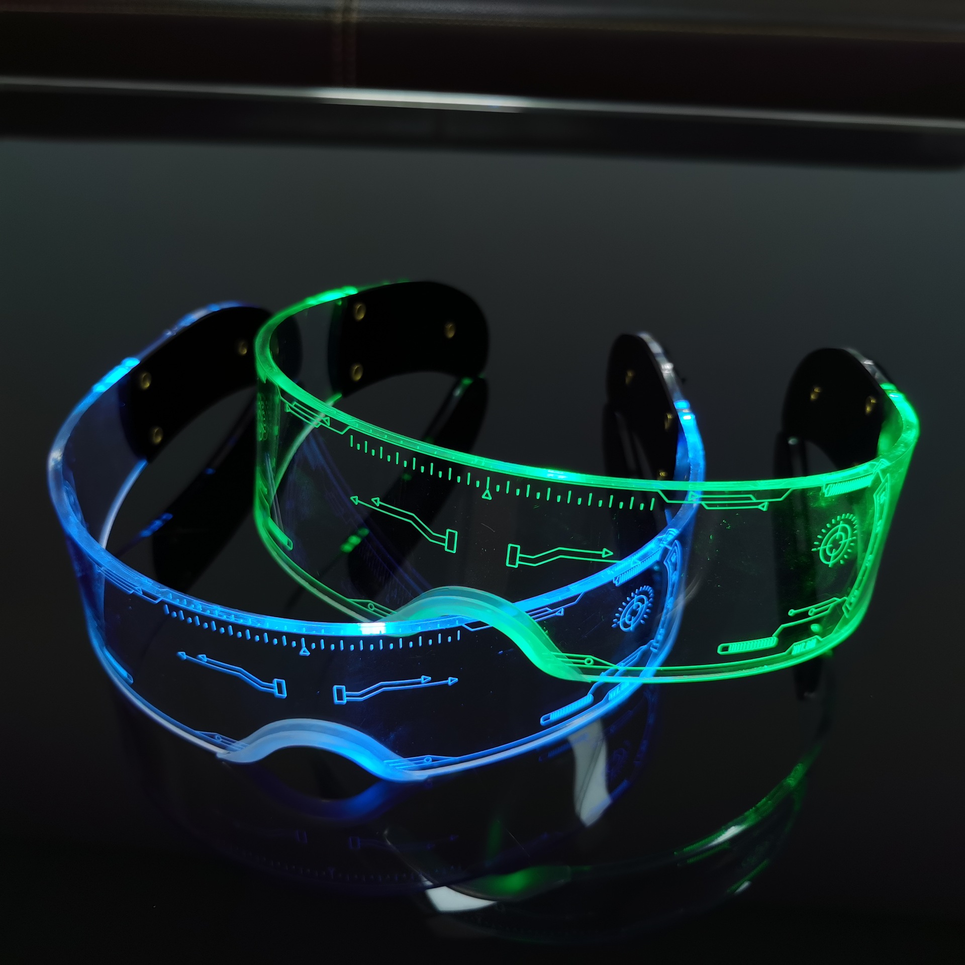 Cross-Border Acrylic LED Goggles Cool Colorful Flash Ball Bar Disco Dancing Atmosphere Transparent
