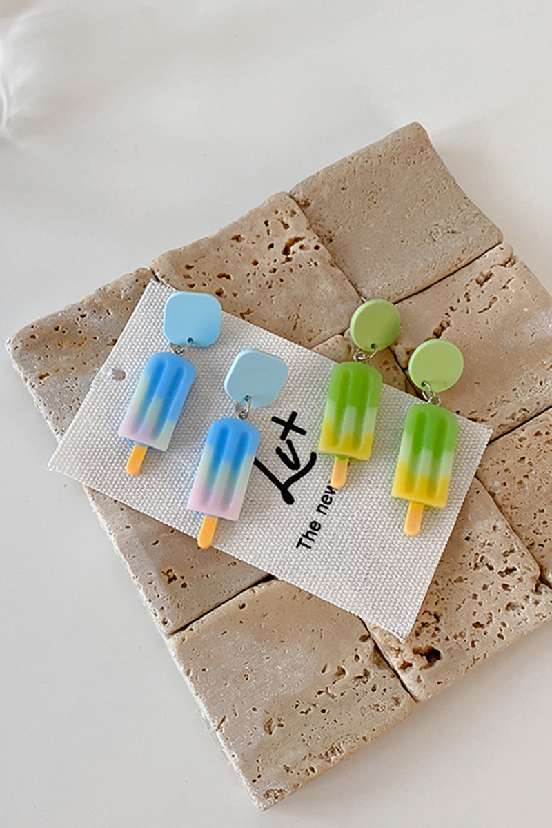 925 Silver Needle Acrylic Summer Cool Contrast Color Ice Cream Earrings Korean Personalized Earrings Stylish Minimalism Earrings Women