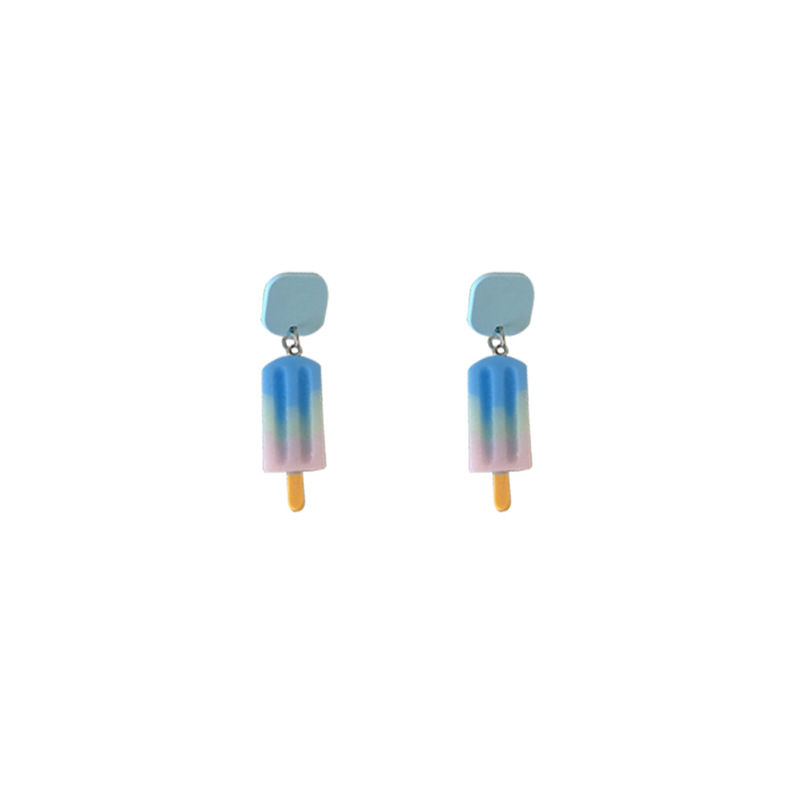 925 Silver Needle Acrylic Summer Cool Contrast Color Ice Cream Earrings Korean Personalized Earrings Stylish Minimalism Earrings Women