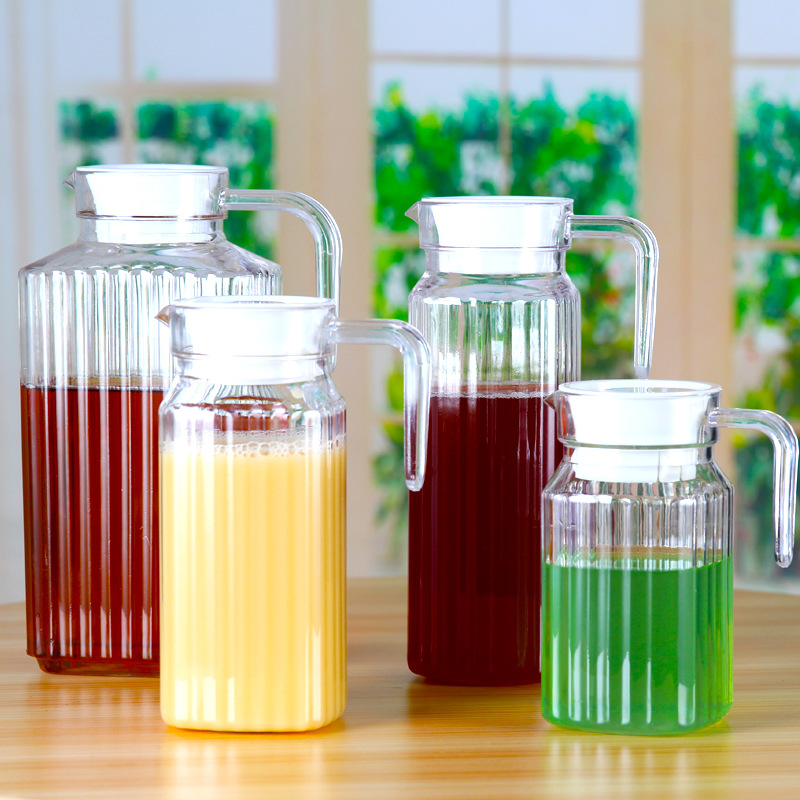 PC Cold Water Jug Acrylic Transparent Water Pitcher Plastic Octagonal Striped Juice Pot Thicken Hotel Jug Drop-Resistant
