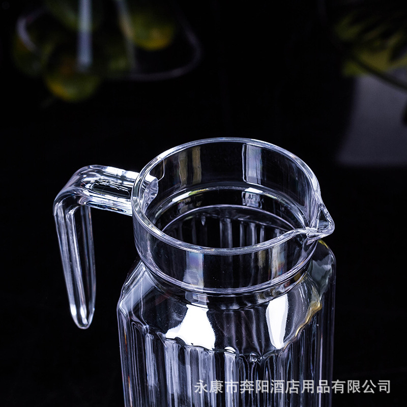 PC Cold Water Jug Acrylic Transparent Water Pitcher Plastic Octagonal Striped Juice Pot Thicken Hotel Jug Drop-Resistant