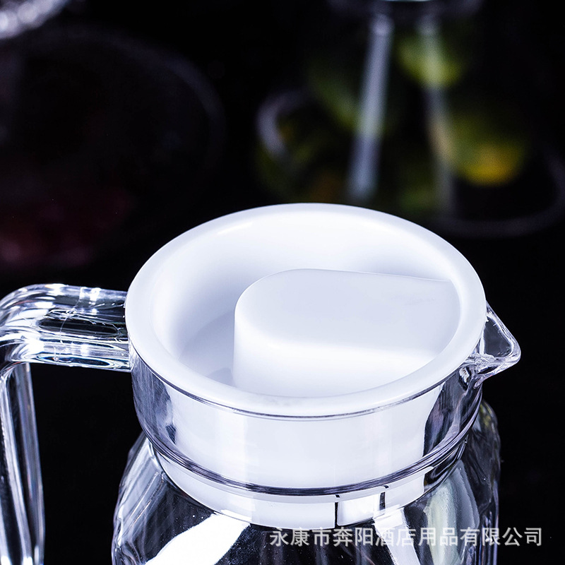 PC Cold Water Jug Acrylic Transparent Water Pitcher Plastic Octagonal Striped Juice Pot Thicken Hotel Jug Drop-Resistant