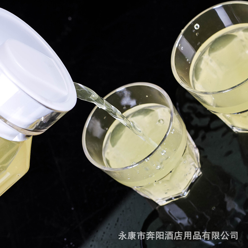 PC Cold Water Jug Acrylic Transparent Water Pitcher Plastic Octagonal Striped Juice Pot Thicken Hotel Jug Drop-Resistant