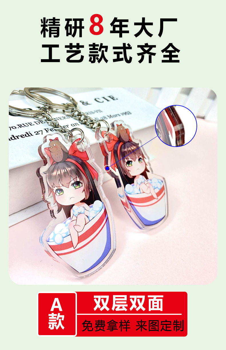 Acrylic Star Standing Ornaments Key Chain Double-Sided Transparent Cartoon Animation Peripheral Printable Logo Wholesale