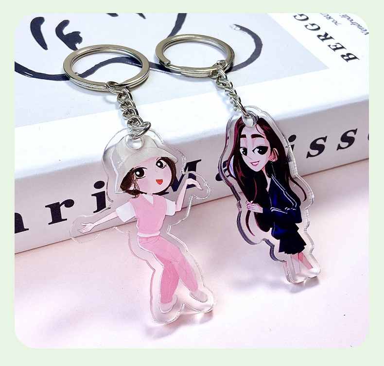 Acrylic Star Standing Ornaments Key Chain Double-Sided Transparent Cartoon Animation Peripheral Printable Logo Wholesale