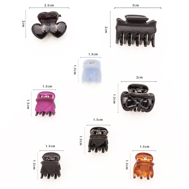 Mini Cute Barrettes Girls Broken Hair Black Bangs Small Jaw Clip Cross-Border Simple Acrylic Hair Accessories