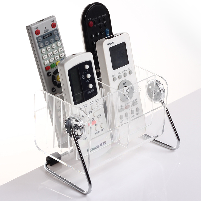 Transparent acrylic remote control storage box 360 degree rotation remote control storage box 6 boxes