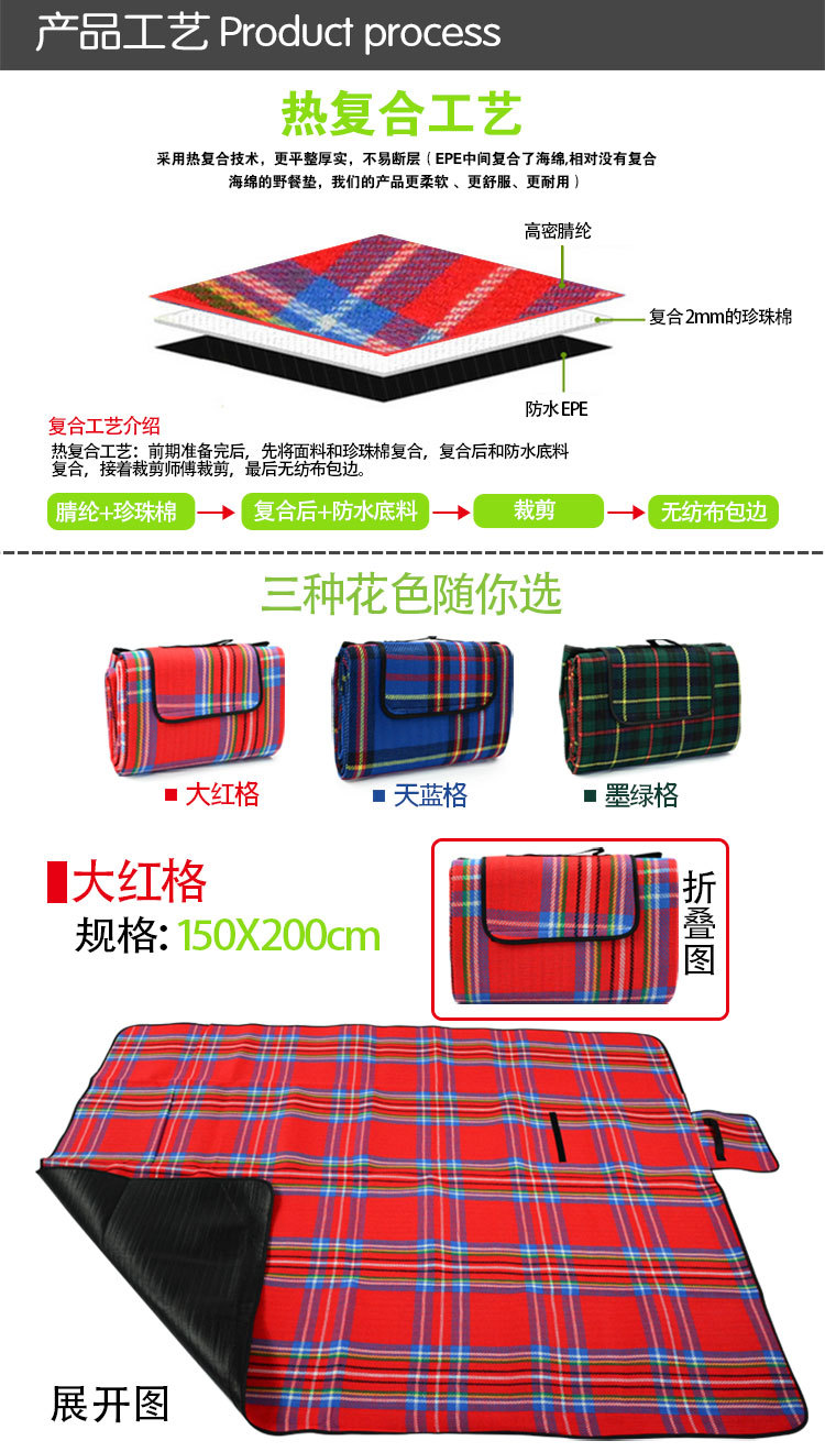 Acrylic Fiber More than Waterproof Picnic Mat Specifications Picnic Thickened Tent Sleeping Bag Wear-Resistant Moisture-Proof Camping Mat Wholesale