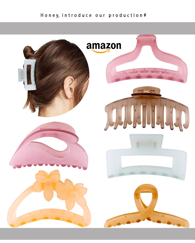 Amazon Cross-Border Acrylic 11cm Large Grip Women's Keel Barrettes Candy Color Frosted Claw Clip Headdress Amazon Cross-Border Acrylic 11cm Large Grip Women's Keel Barrettes Candy Color Frosted Claw Clip Headdress