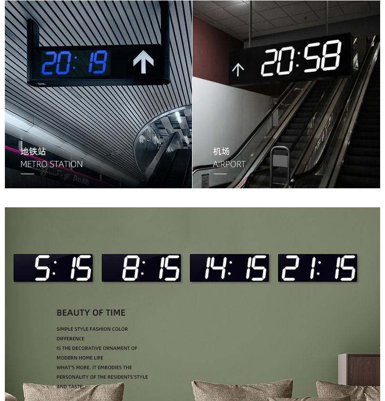 Clock Wall Clock Nordic Digital Clock Simple Living Room Decoration LED Wall Hanging 3D Bluetooth Clock Acrylic Mirror