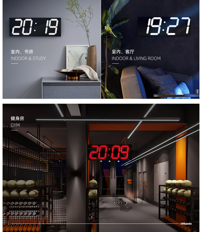 Clock Wall Clock Nordic Digital Clock Simple Living Room Decoration LED Wall Hanging 3D Bluetooth Clock Acrylic Mirror
