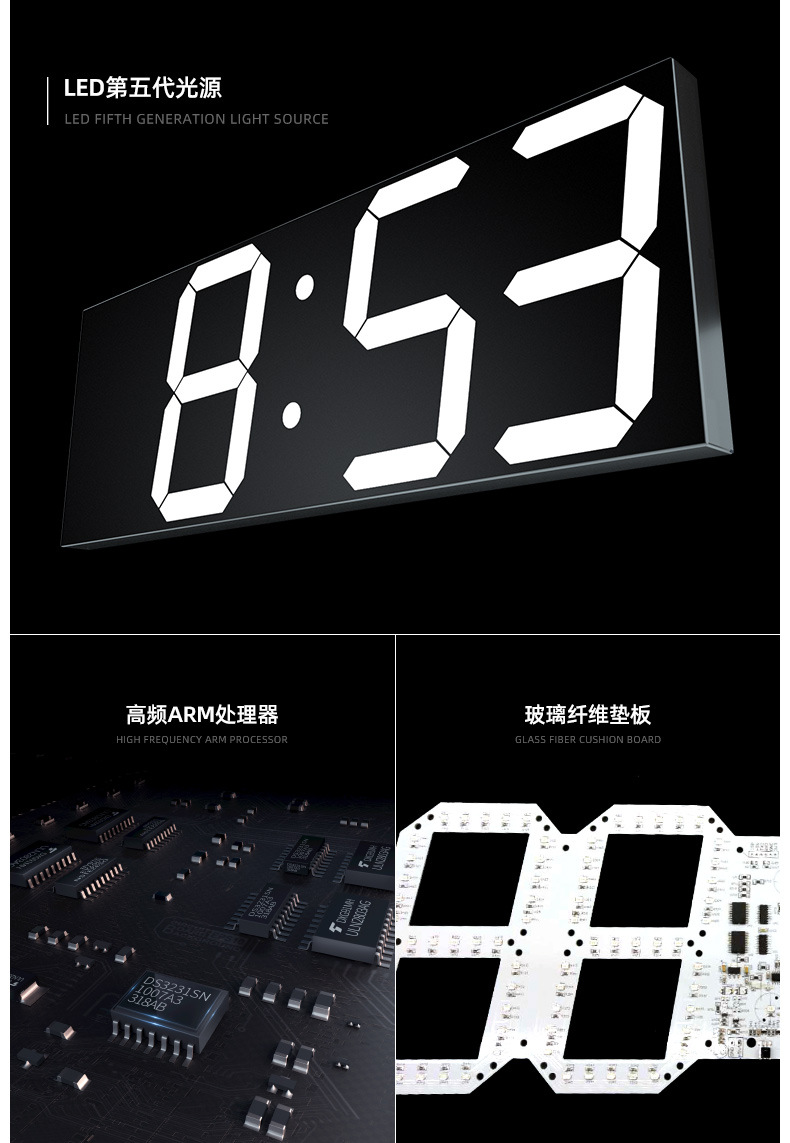 Clock Wall Clock Nordic Digital Clock Simple Living Room Decoration LED Wall Hanging 3D Bluetooth Clock Acrylic Mirror