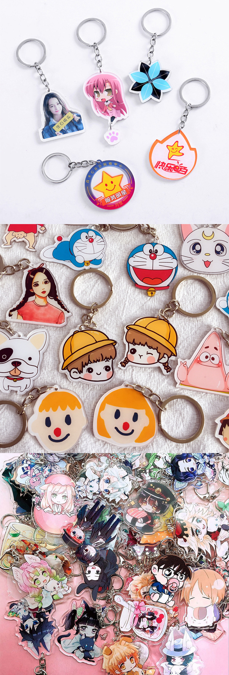 Acrylic Key Chain Customization Cartoon Color Picture Standee Customized Star DIY Anime Hanging Ornament Hanging Ornament Gift in Stock