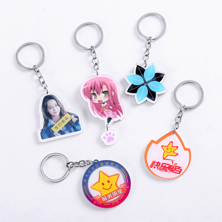 Acrylic Key Chain Customization Cartoon Color Picture Standee Customized Star DIY Anime Hanging Ornament Hanging Ornament Gift in Stock