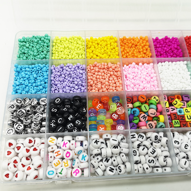 Amazon New 24/28 Grid Hole Glass Beads Paint Beads Acrylic Letter Bead DIY Beaded Set