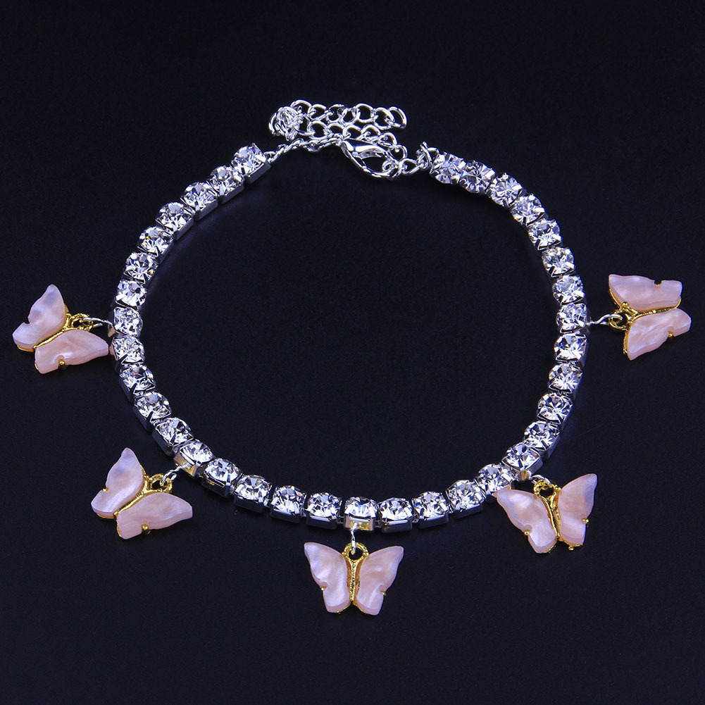 Hot Acrylic Rhinestone Anklet Resin Butterfly Pendant Ornaments Beach Vacation Shiny Foot Ornaments Anklet Hot Acrylic Rhinestone Anklet Resin Butterfly Pendant Ornaments Beach Vacation Shiny Foot Ornaments Anklet