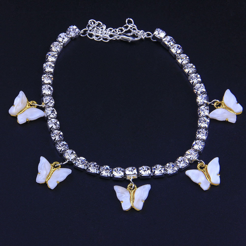 Hot Acrylic Rhinestone Anklet Resin Butterfly Pendant Ornaments Beach Vacation Shiny Foot Ornaments Anklet Hot Acrylic Rhinestone Anklet Resin Butterfly Pendant Ornaments Beach Vacation Shiny Foot Ornaments Anklet