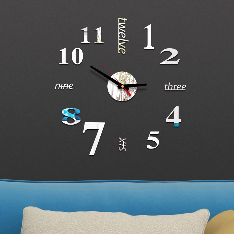 Cross-Border Creative Acrylic Wall Clock DIY Personalized 3D Wall Sticker Wall Clock Home Acrylic Clock Decoration