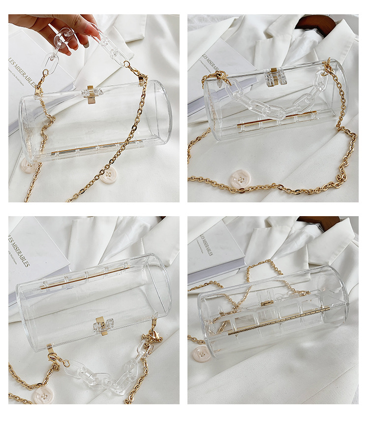 Western Style Personalized Cylinder Box Small Bag Female 2021 New Summer Acrylic Transparent Chain Crossbody Gel Bag Fashion Western Style Personalized Cylinder Box Small Bag Female 2021 New Summer Acrylic Transparent Chain Crossbody Gel Bag Fashion