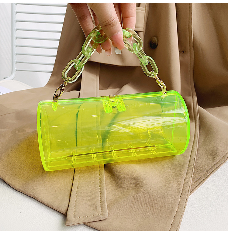 Western Style Personalized Cylinder Box Small Bag Female 2021 New Summer Acrylic Transparent Chain Crossbody Gel Bag Fashion Western Style Personalized Cylinder Box Small Bag Female 2021 New Summer Acrylic Transparent Chain Crossbody Gel Bag Fashion