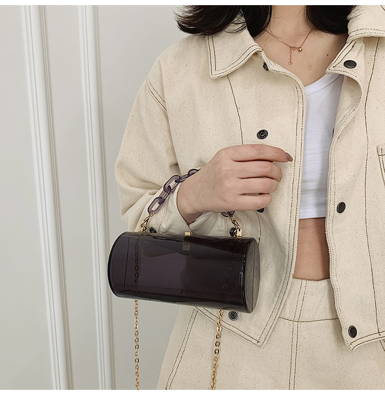 Western Style Personalized Cylinder Box Small Bag Female 2021 New Summer Acrylic Transparent Chain Crossbody Gel Bag Fashion Western Style Personalized Cylinder Box Small Bag Female 2021 New Summer Acrylic Transparent Chain Crossbody Gel Bag Fashion