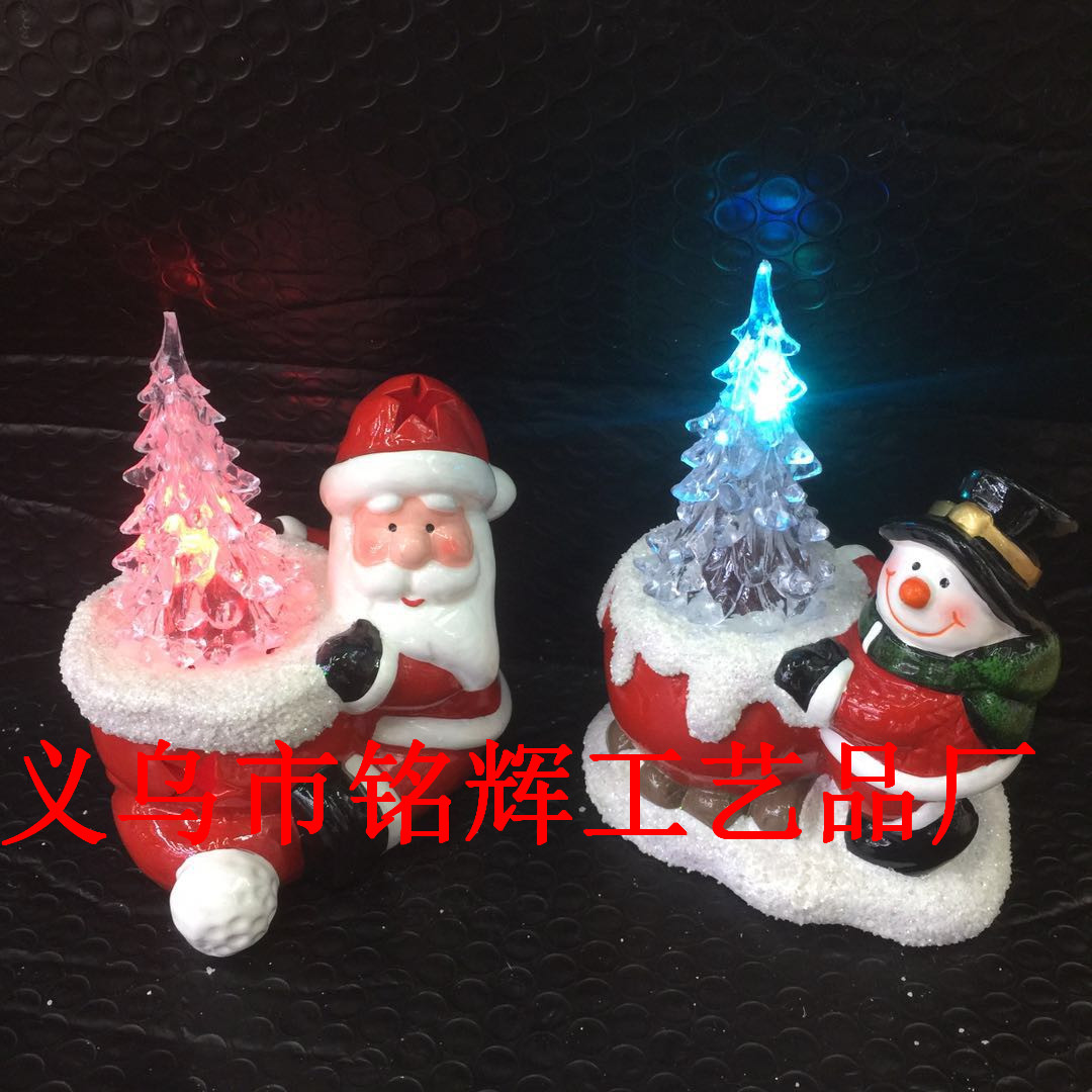 Export Christmas decoration acrylic led led tree ceramic Santa set gifts