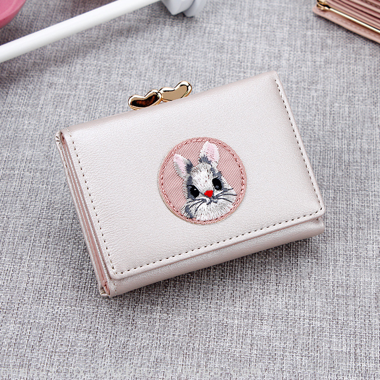 Creative Fresh Animal Cloth Sticker Purse Simple Multi-Card-Slot Short Women&#039;s Wallet Clip Bag Customization